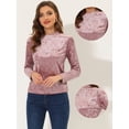 thumbnail image 2 of Camiseta casual Allegra K de manga larga con cuello redondo y parte superior de terciopelo Rosa XS, 2 of 4