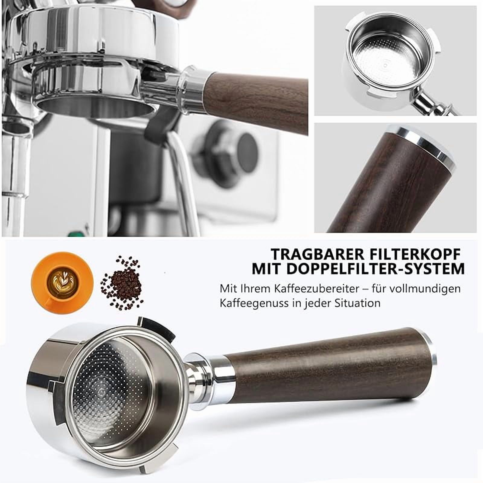 Davonpha 51mm Bottomless Portafilter 3 Ears, Davonpha Professional Espresso Portafilter 51mm compatible with De-longhi EC680, EC685 & EC885 Espresso Machine, Stainless Steel Basket and Walnut Handle