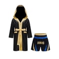 thumbnail image 2 of Yhong Kids Boys Boxing Costume Halloween Boxer Cosplay Dress Up Satin Boxing Robe with Belt and Shorts Set Blue&Gold 8, 2 of 6