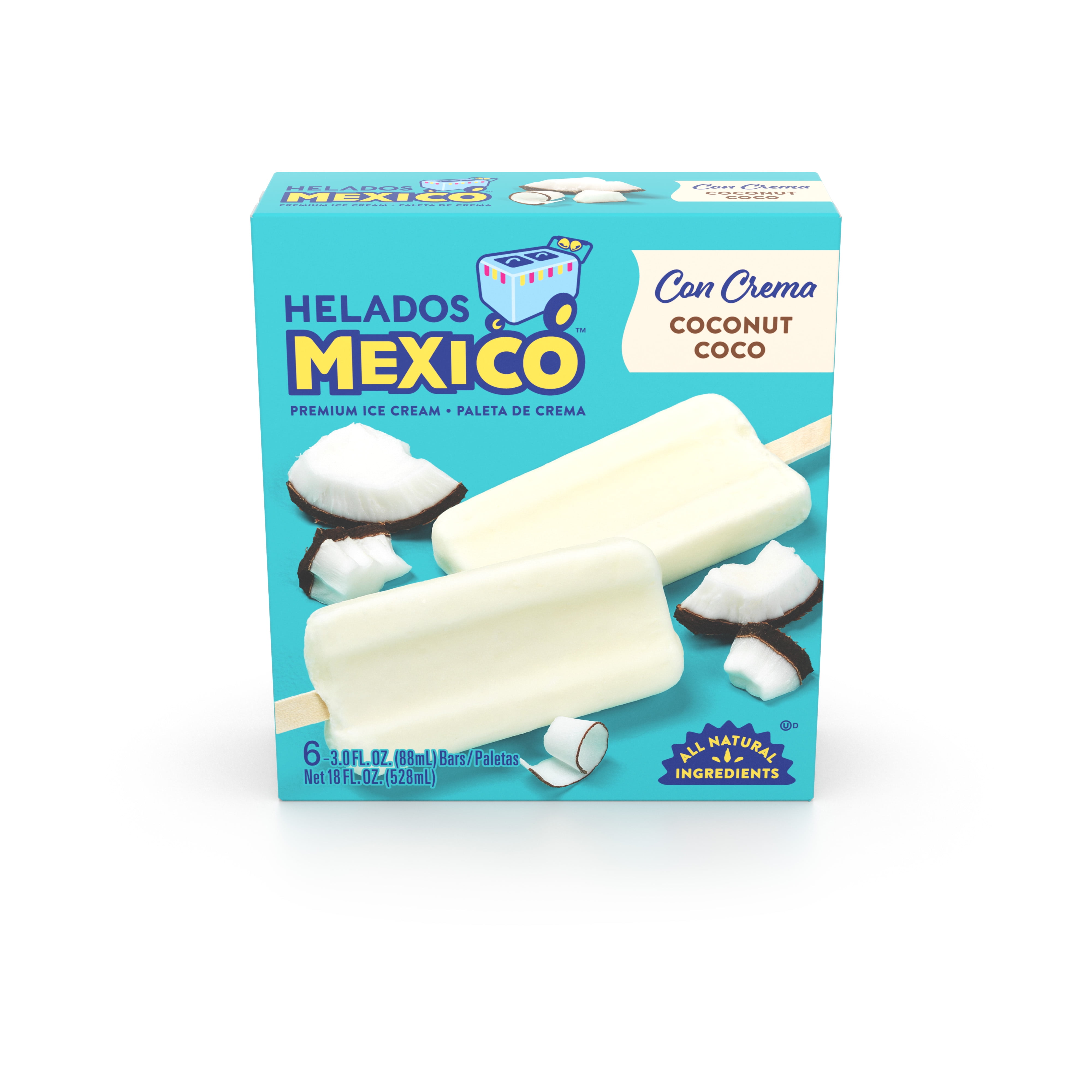 Helados Mexico Coconut Cream Paletas, Premium Ice Cream Bars, 6 picture