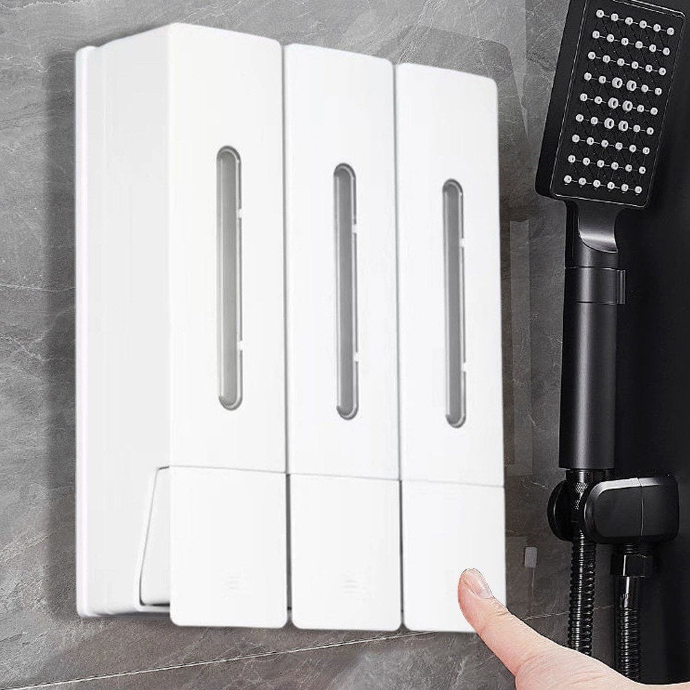 Shampoo and Conditioner Dispenser Shower Soap Dispenser Shower Dispenser 3 Chamber No Drill Shampoo Dispenser, Wall Mounted for Home Hotel