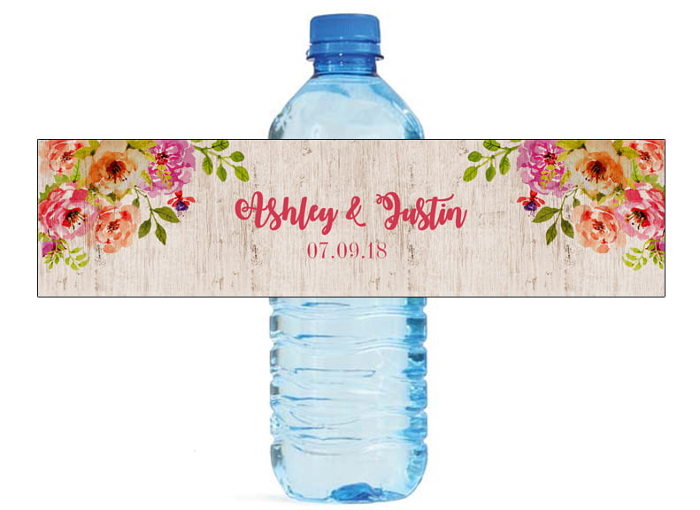 100 Country Burlap Lace Horseshoe Wedding Water Bottle Labels Engagement Bridal 