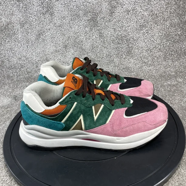 New Balance Shoes Mens Size 10 D 57/40 Pink Lemonade Green Suede Casual Sneaker