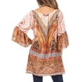 thumbnail image 2 of Sakkas Inna Colorful Shift Dress Tunic with Bell Ruffled Sleeves & Rhinestones - TO152-Orange - One Size, 2 of 5