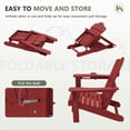 thumbnail image 4 of LOYALICE Folding Adirondack Chair Set of 2 with Dual Cup Holders, All-Weather HDPE Outdoor Patio Chair for Backyard, Poolside, Garden, Fire Pit, Deep Red, 4 of 10