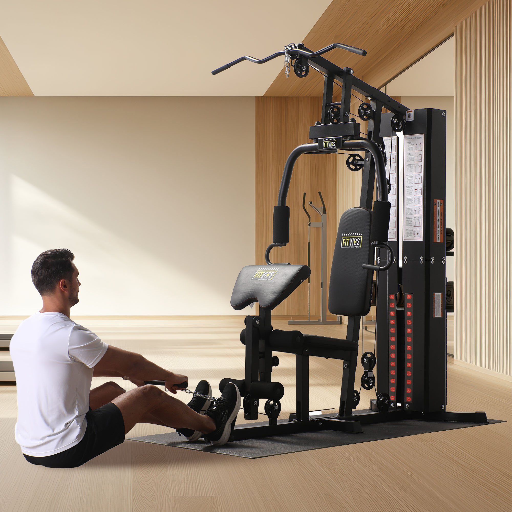 BalanceFrom Multifunctional Home Gym Workout Station with Floor Mat & 160 lb. Weight Stack