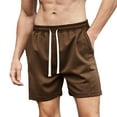 thumbnail image 2 of Men's Shorts Casual Fashion Solid Elastic Waist Shorts Splicing Drawstring Short Pants Chores Para Hombre Coffee M, 2 of 4