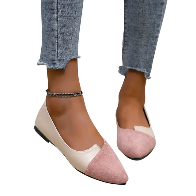 Cameland Chaussures Simples Décontractées Polyvalentes pour Femmes, Plates, à Contraste de Couleurs, à Bout Pointu, Irrégulières, à Décolleté Peu Profond, à Enfiler, Chaussures Décontractées pour Femmes
