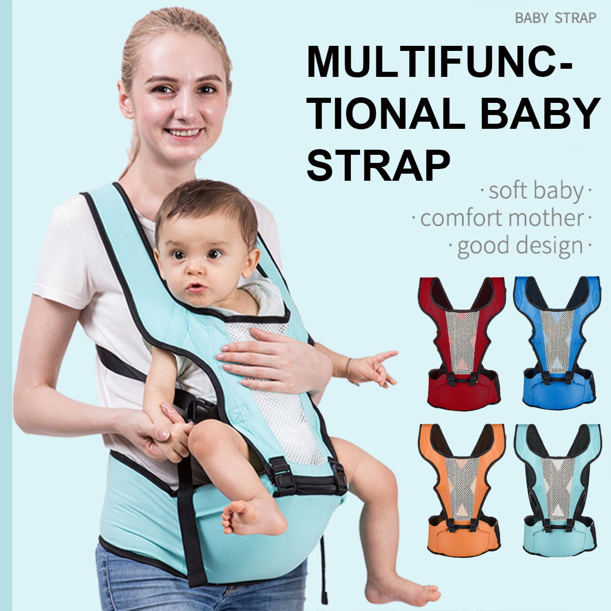 Ergonomic Infant Baby Carrier With Hip Seat Stool Adjustable Wrap Sling Backpack 