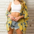 thumbnail image 2 of IROINNID Deals Cardigan Outfits for Women Summer Beach Printed Chiffon Tops Sun Protection Blouses,Yellow, 2 of 9
