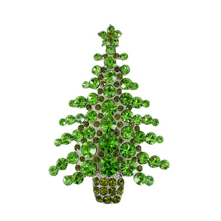 Faship Gorgeous Rhinestone Crystal Christmas Tree Pin