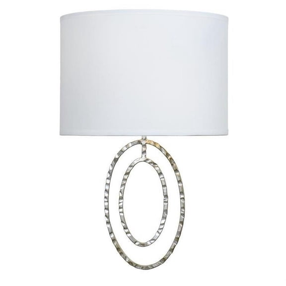 2 Light Modern Steel Wall Sconce with Drum White Silk Shade-13 inches H By 8.5 inches W-Antique Silver Finish Bailey Street Home 49-Bel-2016348