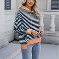 thumbnail image 6 of Fashion Hoodies for Women Pullover Plus Size Solid Color Long Sleeve Hooded Striped Pullover Casual, 6 of 8