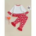 thumbnail image 4 of Bslissey Kids Baby Girls Valentine's Day Outfits Heart Print Long Sleeve Pullovr Tops + Elastic Flare Pants 12M 18M 24M 3T 4T 5T 6T Toddler Spring Fall Daily Clothes, 4 of 8