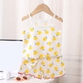 thumbnail image 2 of Zaveiop Toddler Baby Girl Summer Clothes 3 6 12 18 Months 2T 3T 4T 5T Girls Outfits Cute Printed Sleeveless Tank Top and Shorts Set (12-18 Months, Yellow), 2 of 3