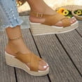thumbnail image 3 of Wedge Sandals for Women Dressy Summer Platform Strappy Espadrille Casual Slingback Wedges Heels Open Toe Arch Support Pumps Shoes Khaki Size 7, 3 of 7
