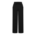 thumbnail image 6 of RYRJJ Womens Cotton Linen Palazzo Pants Drawstring Elastic Waist Casual Wide Leg Trousers Summer Boho Beach Lounge Pant with Pockets(Black;XL), 6 of 8