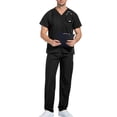 thumbnail image 5 of Minjewel Men's Comfortable Short Sleeve Nursing Uniform Set, Relaxed Fit Scrubs for Male Nurses, Caregivers & Healthcare Professionals,Black L, 5 of 5