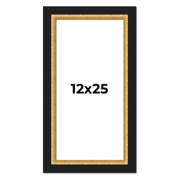 12x25 Frame Gold Real Wood Picture Frame Width 2.25 Inches | Interior Frame Depth 0.5 Inches |