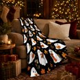 thumbnail image 3 of Cute Cartoon Ghosts Pumpkins Autumn, Playful Food Art Scene, Warm Flannel Blanket for Kitchen and Dining Room with Detailed Artwork, Art Lovers Halloween Gift, Playful Home Decor, 3 of 9