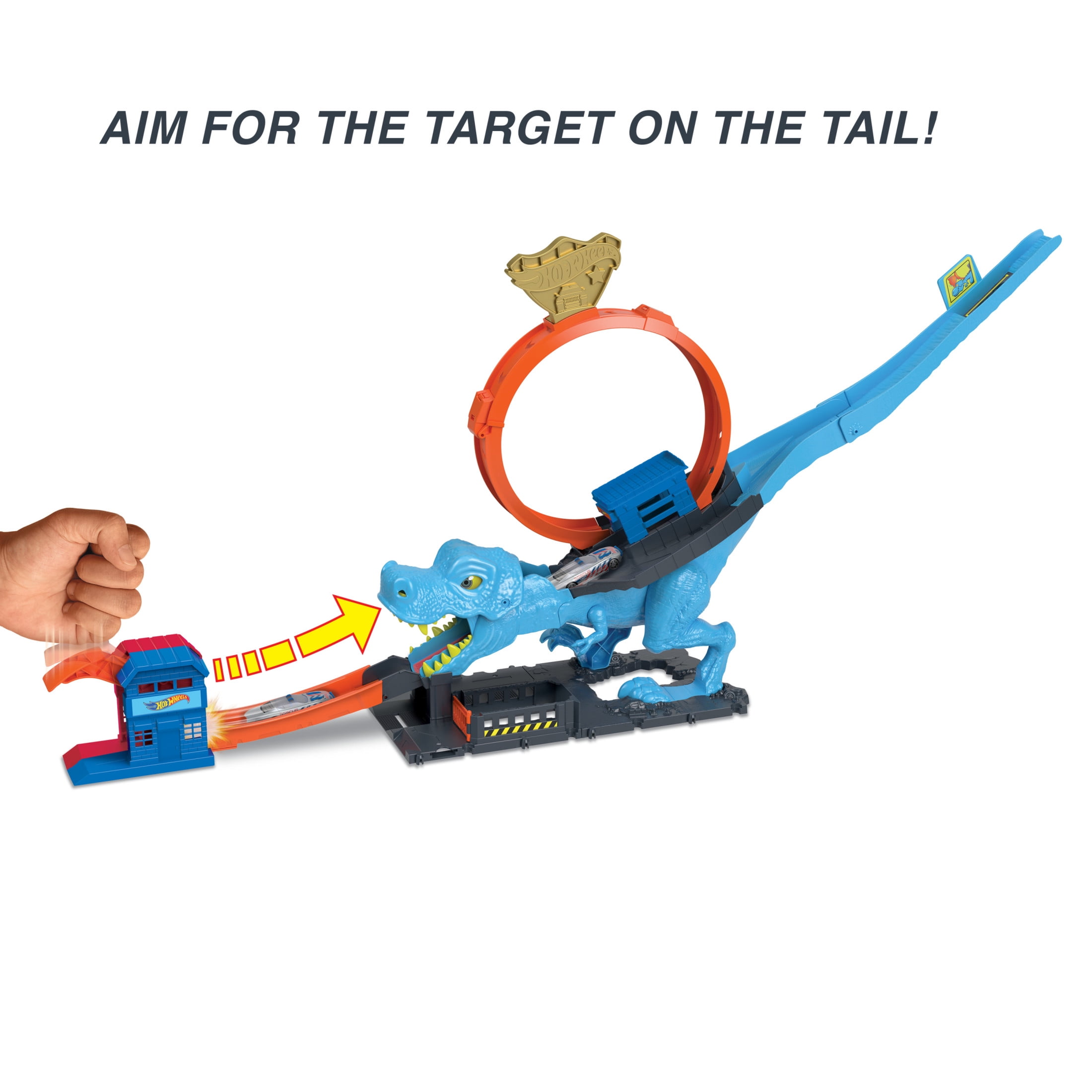 Hot Wheels TRex Dino Launcher Race, ChompDown Track Set with Huge Loop & 1:64 Toy Car, Age 35  (图4)