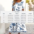 thumbnail image 3 of YueHuiYing Women's Summer Casual Blue-and-White Porcelain Print Short-Sleeve Round-Neck Knee-Length Dress, 3 of 7