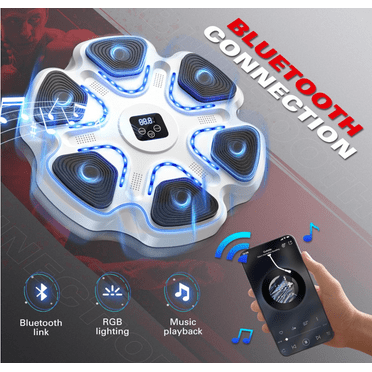 Music Boxing Trainer with Gloves - Interactive Fitness & Reflex Training Gear for Adults, USB Rechargeable, Wireless-Enabled, Wall-Mounted Boxing Target with LED Lights & Sound