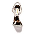 thumbnail image 3 of XYD Women Shiny Rhinestone Studded Mid Heels Open Square Toe Ankle Strap Sandals Fashion Party Prom Bridal Shoes Size 5 Light Gray, 3 of 4