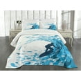 thumbnail image 3 of Ambesonne Ride the Wave Quilted Bedspread Set 3 Pcs, Huge Wave Athlete, King Size, Night Blue, 3 of 5