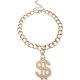 thumbnail image 1 of Collar de cadena de oro ajustable para perro, collar de perro con colgante de dólar de vidrio, accesorio para disfraz de cachorro y gato, 1 of 4