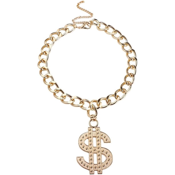 Collar de cadena de oro ajustable para perro, collar de perro con colgante de dólar de vidrio, accesorio para disfraz de cachorro y gato