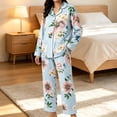 thumbnail image 2 of CQXIDFH 2 Piece Sets for Women Patterned Long Sleeve Pajama Set Button Down with Pockets Comfy Fall Sleepwear Soft Comfy Pj Sets, 2 of 4