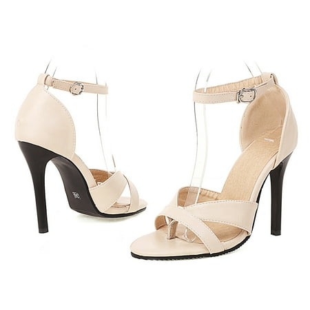 

Zanvin Womens Sandals Clearance Women s Shoes Solid Color Classic Roman Vintage Buckle Ankle Strap Sandals Super High Heel Stilettos Beige 41