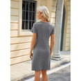 thumbnail image 4 of PULLIMORE Women's Cotton Blend High-Waisted A-Line Cocktail Dress - Short Sleeve & Round Neck, Grey Size XL, 4 of 6