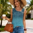 thumbnail image 5 of Vintage Floral Print Tank Top for Women Square Neck Sleeveless Lace Textured Button Detail Summer Boho Blouse, 5 of 8