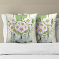 thumbnail image 3 of Spring Floral Daisy Throw Pillow Cover 16x16 Inch Pack of 2 Green Flower Cushion Pillow Case Square Cotton Spring/Summer Flowers Pillowcase for Flowers Party Bed Sofa Home Car Bedroom Outdoor, 3 of 6