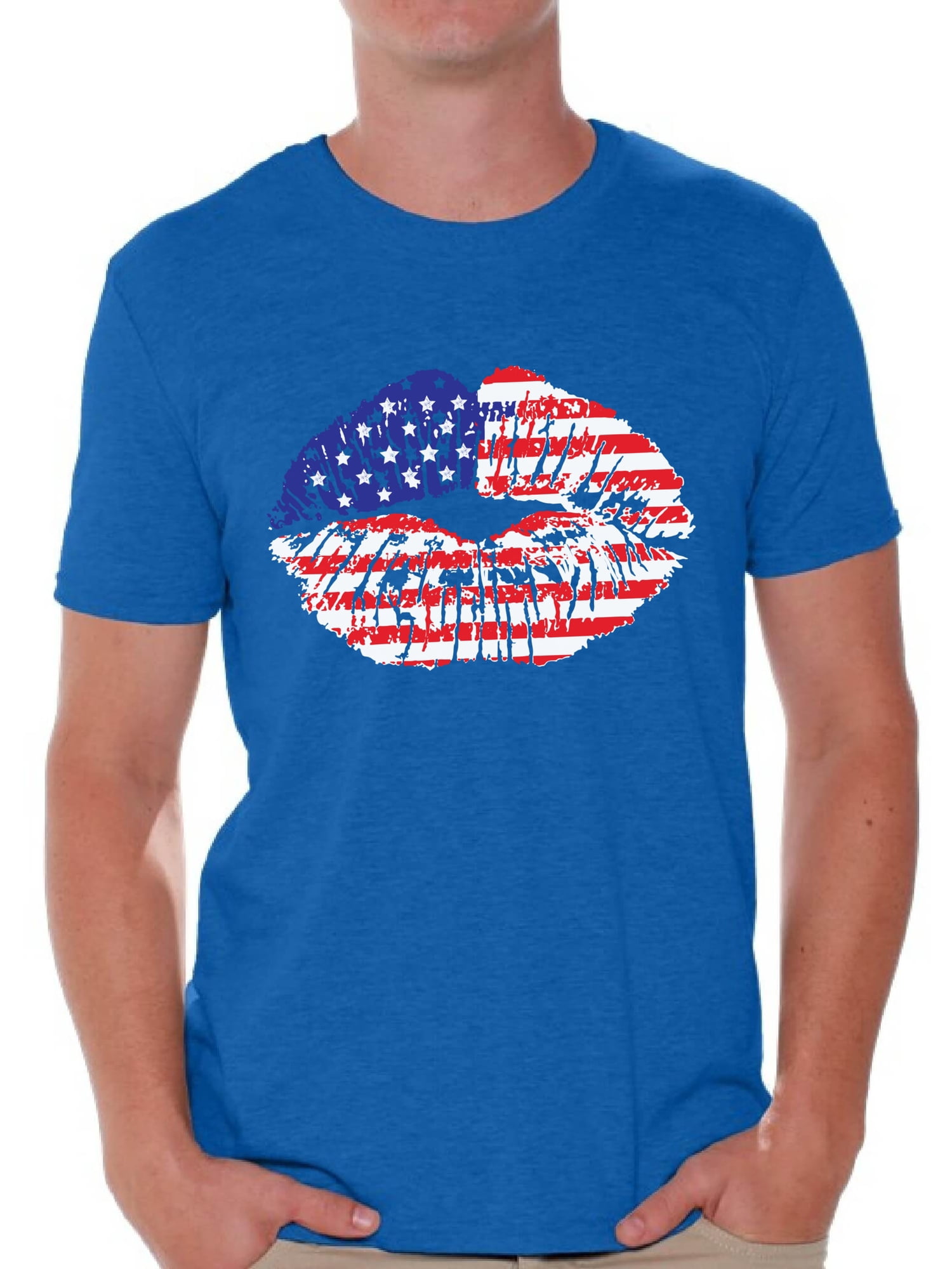 USA Lips Shirt 4th of July Shirt Americana Shirt USA Shirt Lips T Shirt Red White and Blue Tees Independence Day Shirt Flag Lips Shirt