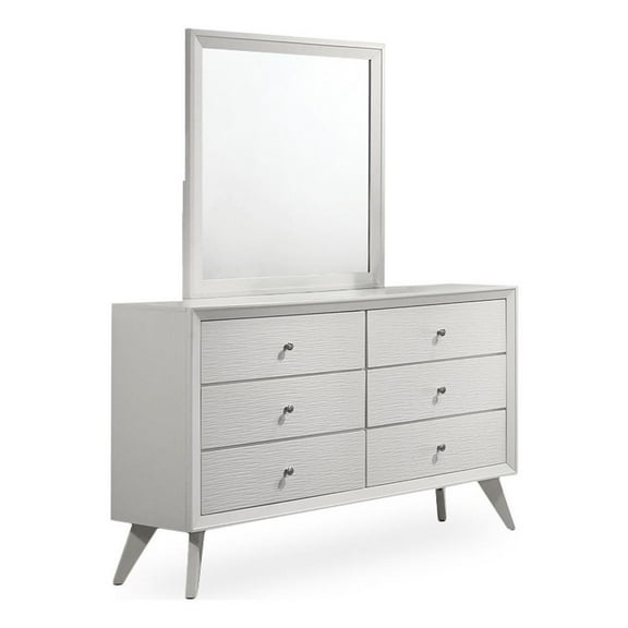 Furniture of America Vrone Wood 6-Drawer Dresser with Mirror in White