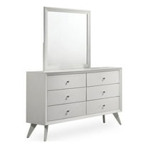 Furniture of America Vrone Wood 6-Drawer Dresser with Mirror in White