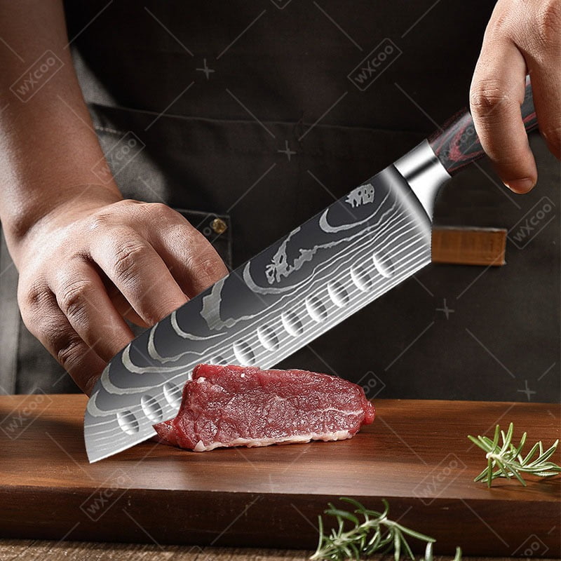 8PCS Professional Kitchen Chef Knife Set featuring Stainless Steel Handmade Forged Utility Knife with Boning Vegetable Fish and Butcher Knives for Cooking and Food Preparation in Kitchen