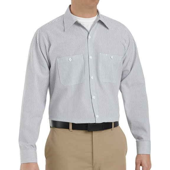 Red Kap Men's Long Sleeve Industrial Stripe Work Shirt
