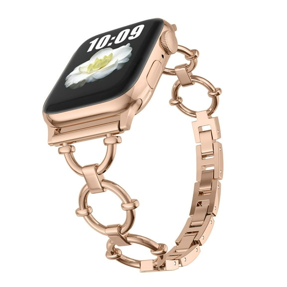 Compatible with Apple Watch Band 38mm 40mm 41mm Metal Bands Fashion Women Replacement Strap Bracelet for iWatch Series 9/8/7/6/5/4/3/2/1,Rosegold