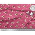 thumbnail image 3 of Soimoi Pink Poly Georgette Fabric Bird,Paw & Cocker Spaniel Dog Print Fabric by Yard 42 Inch Wide, 3 of 3