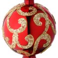 thumbnail image 4 of 15 in. Christmas Tree Topper, Red Glass, Ball and Spire Styling, Gold Glitter Scrollwork, 4 of 4