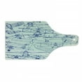thumbnail image 1 of Airplane Cutting Board, Old Airplane Drawings Classic Dated Flight Vintage Style Nostalgic Jets, Tempered Glass Cutting and Serving Board, Wine Bottle Shape, Violet Blue Turquoise, by Ambesonne, 1 of 1