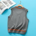thumbnail image 3 of URMAGIC Baby Toddler Unisex Solid Color V Neck Sweater Vest Sleeveless Pullover Knitted Waistcoat, 3 of 9