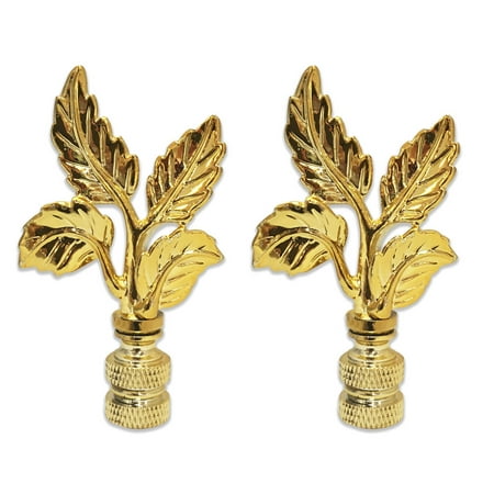 - Royal Designs Elegant Leaves Lamp Finial for Lamp Shade- Polished Brass Set of 2
