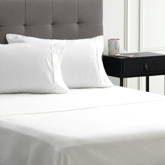 Safdie & Co. 4-piece Modern Polyester Solid Double Sheet Set in White