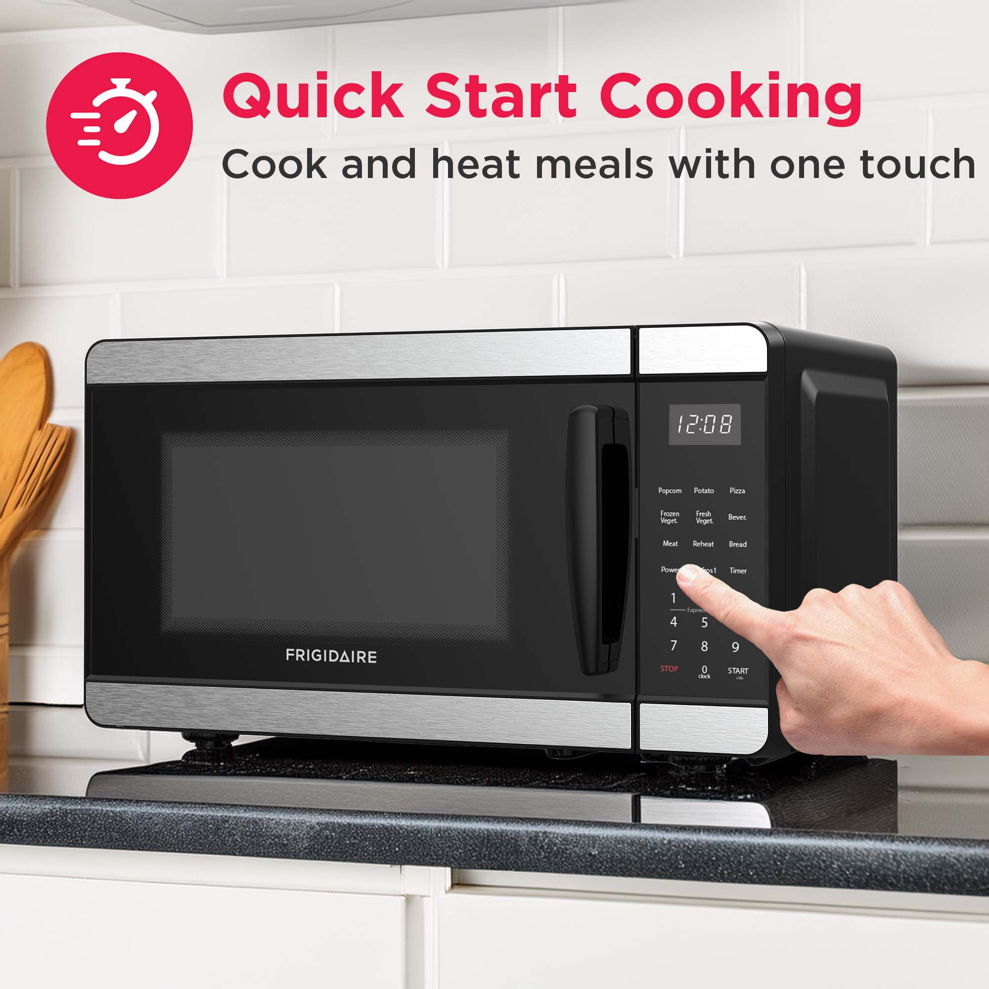 Frigidaire 0.7 Cu. ft. Countertop Microwave Oven, 700 Watt Power, 10 Power Levels, Stainless Steel