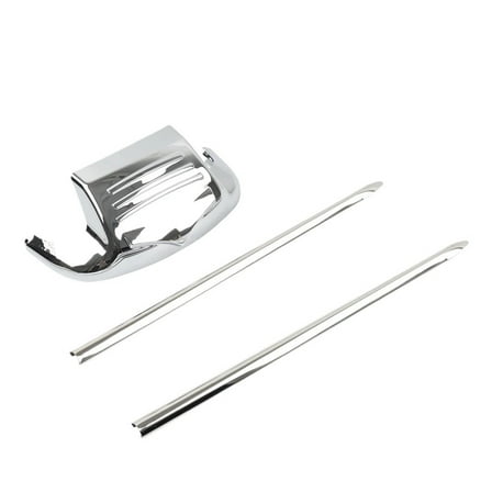 3Pcs Chrome Motorcycle Front Mudguard Tip W/ Spear Trims Kit For Harley-Davidson Road King Electra Glide FLSTC FLHR FLHT FLT